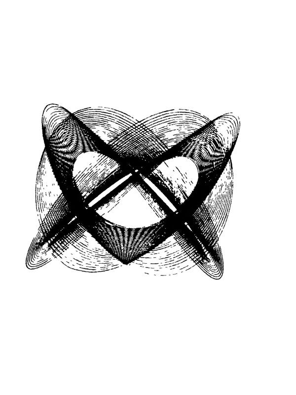 Two black figures printed on white, one above the other, each made of hundreds of fine curved lines. The upper looks like a flattened figure of eight, the lower like a heart crossed by an X. Below them: Plate IV.